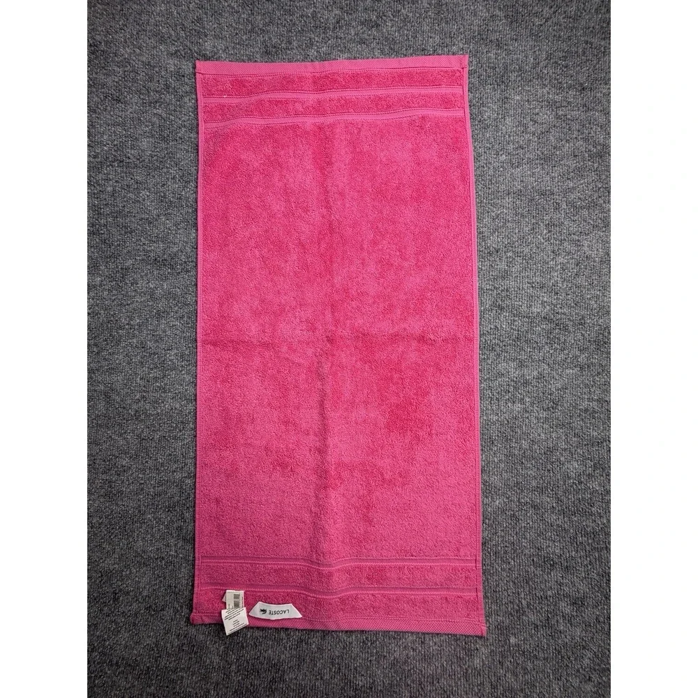 Lacoste Hand Towel Pink Cotton 16x30 Crocodile Logo Bath Spa Gym NWT Soft
